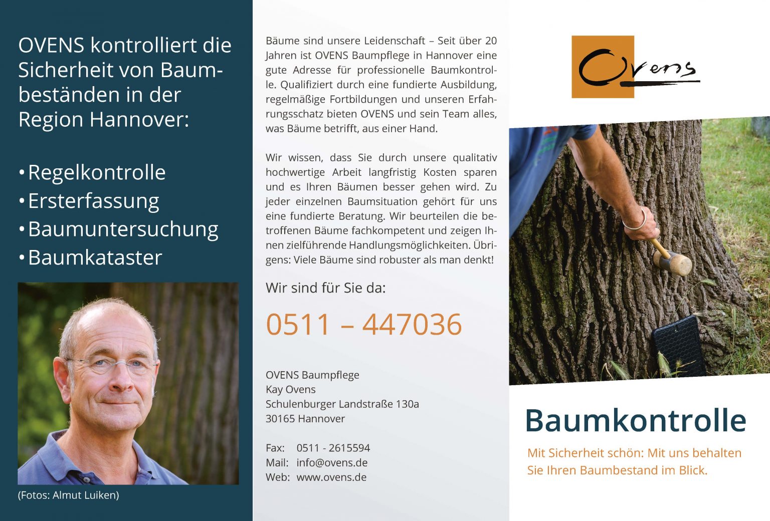 Flyer: Alles was Bäume betrifft aus einer Hand - Firma Ovens